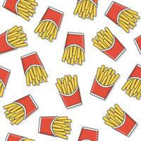 Fast Food Seamless Pattern On A White Background. French Fries Icon Vector Illustration