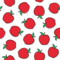 Apple Fruit Seamless Pattern On A White Background. Fresh Apple Icon Vector Illustration