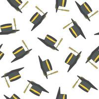 Graduation Cap Seamless Pattern On A White Background. University Academic Theme Illustration vector