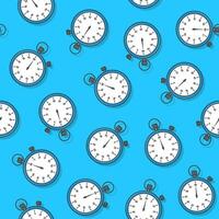 Stopwatch Seamless Pattern On A Blue Background. Timer Icon Theme Vector Illustration