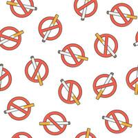 No Smoking Sign Seamless Pattern On A White Background. Stop Smoking Icon Vector Illustration