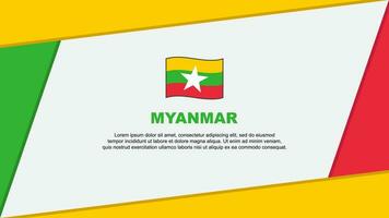 Myanmar Flag Abstract Background Design Template. Myanmar Independence Day Banner Cartoon Vector Illustration. Myanmar Cartoon