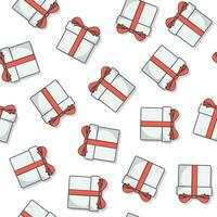 Gift Box Seamless Pattern On A White Background. Gift Presents Icon Vector Illustration