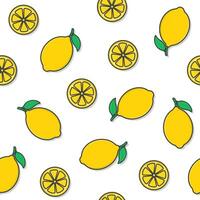 Lemon Fruit Seamless Pattern On A White Background. Fresh Lemon Theme Illustration vector