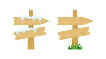 Wooden Sign Board . Wooden Sign with Snow Caps . vector