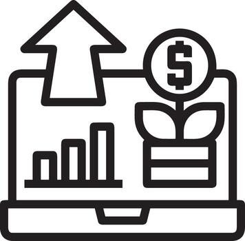 Growth business icon symbol vector image. Illustration of the progress outline infographic strategy  development design image