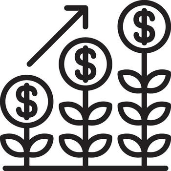 Growth business icon symbol vector image. Illustration of the progress outline infographic strategy  development design image