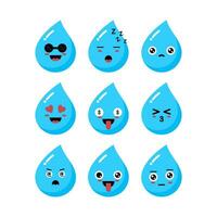 Water Emoticon Illustration Vector Set , Water Character , Water Emoji Set