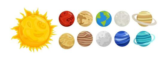 Planet Space Illustration Element Set Collection . vector