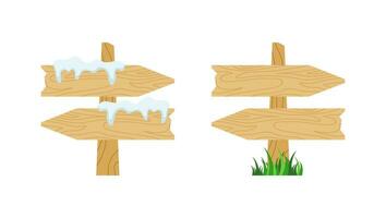 Wooden Sign Board . Wooden Sign with Snow Caps . vector