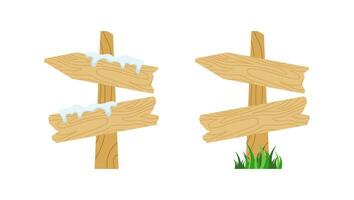 Wooden Sign Board . Wooden Sign with Snow Caps . vector