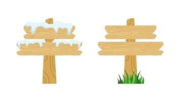 Wooden Sign Board . Wooden Sign with Snow Caps . vector