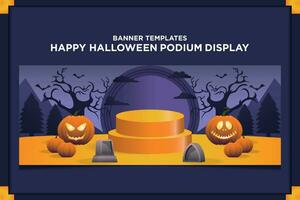 Banner Template Happy Halloween Podium Display vector