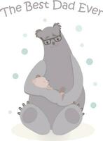 The best dad bear with a cub in his arms on a white background vector