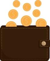 wallet with coins on white background vector