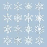 Snowflakes set line icon. Collection of different snowflakes. Vector illustration.