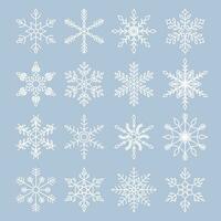 Snowflakes set line icon. Collection of different snowflakes. Vector illustration.