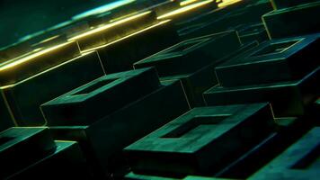 3D render seamless animation of abstract futuristic high-tech armored computer generated landscape video
