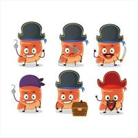 Cartoon character of steak with various pirates emoticons vector