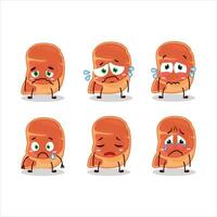 Steak cartoon in character with sad expression vector