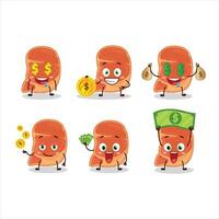 Steak cartoon character with cute emoticon bring money vector