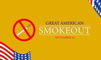 Great American Smokeout is an annual intervention event on the third Thursday of November Banner, poster, card, background design. vector