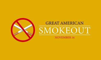 Great American Smokeout is an annual intervention event on the third Thursday of November Banner, poster, card, background design. vector