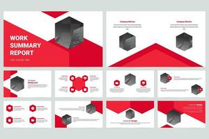 Red company minimalist slide presentation template vector