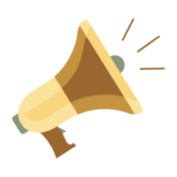 Yellow megaphone isolated. Close up breaking news metaphor, disclosure of information concept. png