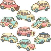 gratis vector dibujos animados plano coche colección con diferente ver