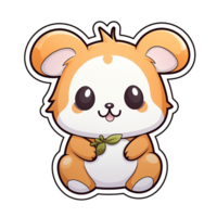 kawaii sticker, A cute Hamster stirring, designed with colorful contours and isolated. AI Generated png