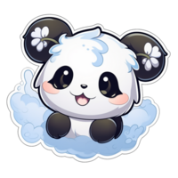 kawaii pegatina, un linda panda emocionante, diseñado con vistoso contornos y aislado. ai generado png