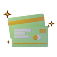 Debit card items with an yellow theme. Isolated on alpha background. 3D illustration. High resolution png