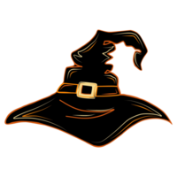 Witch's hat old, crumpled black. illustration for Halloween png