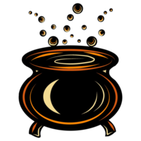 Witch's potion cauldron black. illustration for Halloween png