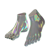 a pair of feet with a holographic effect png