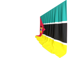Moçambique bandeira cortina dentro 3d Renderização chamado bandeira do Moçambique png
