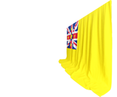 Niue Flag Curtain in 3D Rendering Showcasing Niue's Natural Beauty png