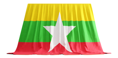 Myanmar Flag Curtain in 3D Rendering called Flag of Myanmar png