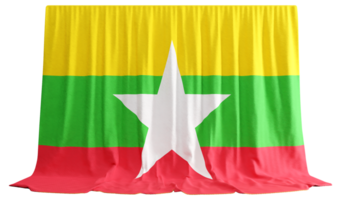 Myanmar Flag Curtain in 3D Rendering called Flag of Myanmar png