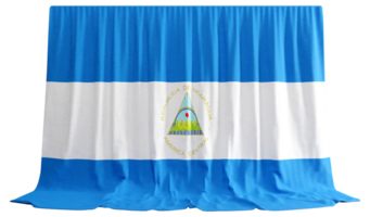 Nicaragua Flag Curtain in 3D Rendering called Flag of Nicaragua png