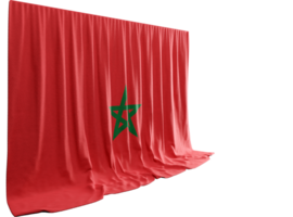Marrocos bandeira cortina dentro 3d Renderização chamado bandeira do Marrocos png