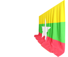 Myanmar Flag Curtain in 3D Rendering called Flag of Myanmar png