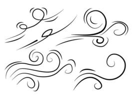 mano dibujado conjunto viento garabatear explotar, ráfaga diseño aislado en blanco antecedentes. ilustración vector handrawn estilo