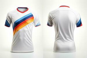 Mockup sports football team uniforms multicolors shirt, Generative AI illustration photo