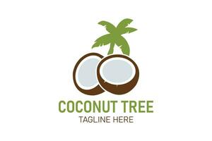 Coconut tree logo design template. Vector Illustration.