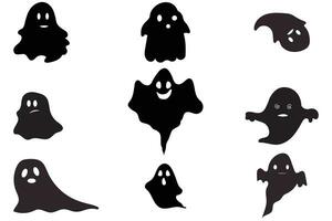 Simple Halloween ghost drawing.  Spooky ghost flat vector icon isolated on white background.