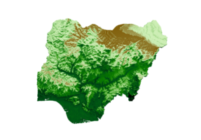 Nigeria Topographic Map 3d realistic map Color 3d illustration png