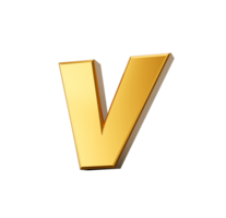 d'or alphabet v 3d d'or petit des lettres 3d illustration png