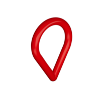 Red map pointer 3d pin. Location symbol made with red round pipe 3D Illustration png